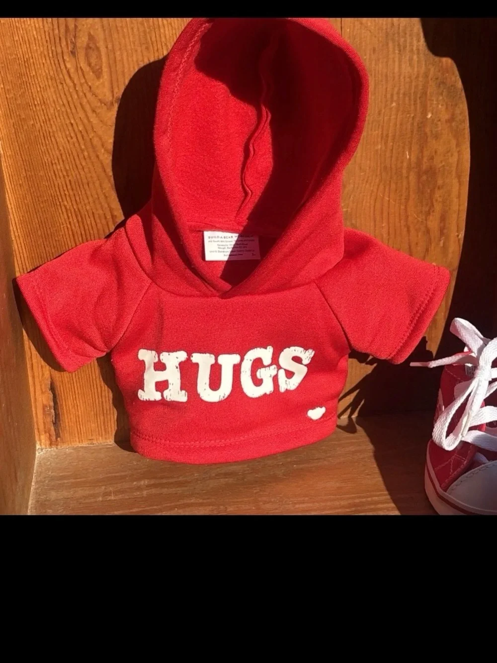 Red HUGS fleece Build-A-Bear hoodie And Red Canvas High Tops